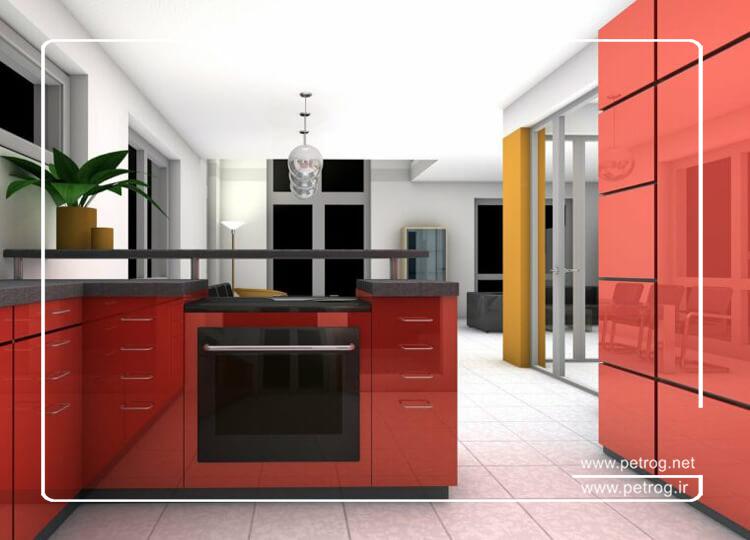 رنگ کابینت آشپزخانه- قرمز